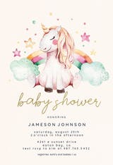 Unicorn and rainbow - Baby Shower Invitation